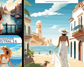 Brazil Amsterdam Australia Abilene Travel Poster Card Toppers Wordart Junk Journal Scrapbooking PDF Download