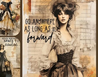 Elegant Women Quotes Junk Journal Scrapbooking Gift Tags Card Making Toppers PDF Download