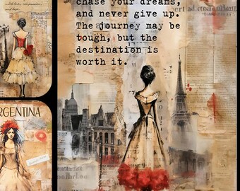 Argentina Brazil Travel Wordart Junk Journal Scrapbooking Cards Gift Tags PDF Download