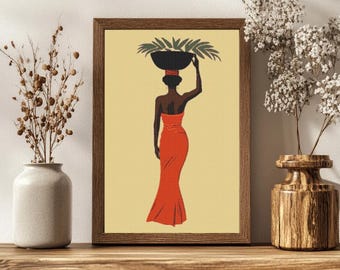 African Woman Silhouette Cross Stitch Pattern: Home Decor (PDF Download)