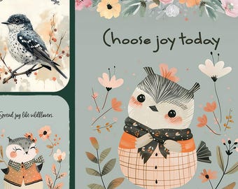 Whimsical Folk Art Bird Printables: Junk Journal, Cards (PDF Download)
