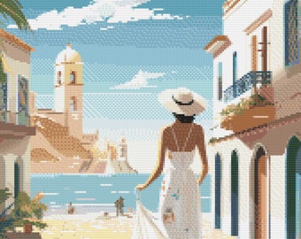 Brazilian Paradise Travel Poster Cross Stitch Pattern: Beach Bliss #br01