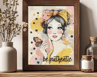 Be Authentic Modern Woman Cross Stitch Pattern PDF for 14 Count Aida