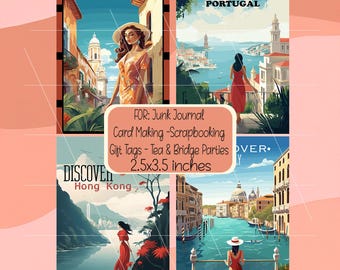 Mexico Italy Portugal Hong Kong Travel Poster Wordart Junk Journal Scrapbook Cards PDF Download