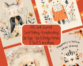 Whimsical Animal Printables, Junk Journal & Card Making (PDF Download)