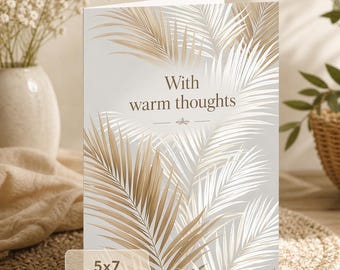 Neutral Palm Leaf Greeting Card | "With Warm Thoughts" (Digital Download)