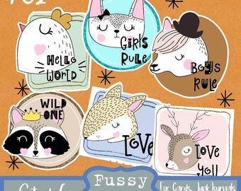 Set of 6 Cute Animal Fussy Cuts for Crafting – Perfect for Cards, Scrapbooks & Journals