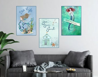 Miniature Nautical Delights: Sun, Sea, and Sand Printable Dollhouse Wall Posters