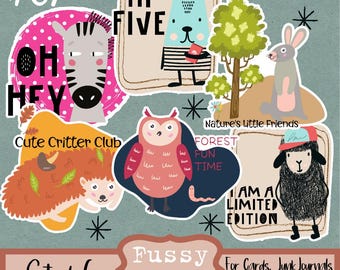 Set of 6 Adorable Critter Fussy Cuts – Perfect for Journals, Scrapbooks & Card Making