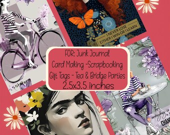 Modern Portrait Junk Journal Scrapbooking Gift Tags Card Making PDF Download