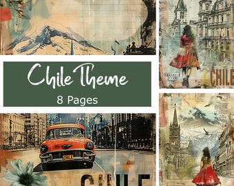 Chile Junk Journal Pages: Printable South America Travel Adventure (PDF Download 4x6in