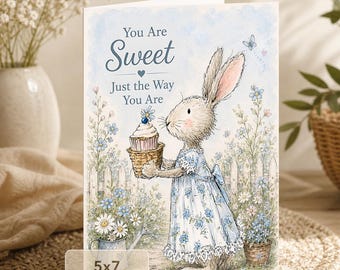 Bunny Floral Greeting Card: You Are Sweet (5x7 Digital Download)