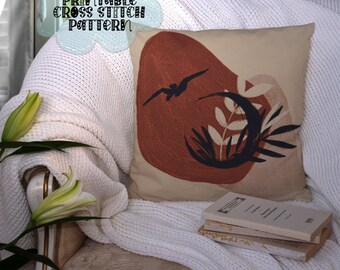Bring Nature Home with Bird in Flight Printable Cross Stitch Pattern for Pillow, Tote or Frame It! 21-018