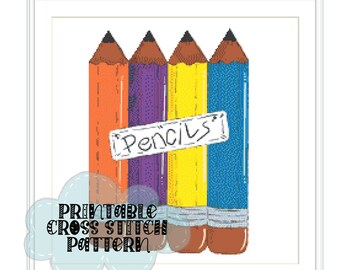 Cute and Colorful Pencils Printable Cross Stitch Pattern
