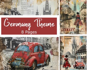 German Junk Journal Pages: Vintage Travel Scrapbook (Digital Download, PDF File)