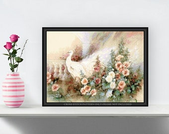 White Peacock Printable Cross Stitch Pattern 173