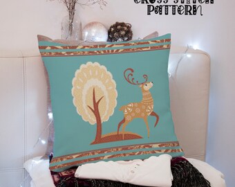 Scandinavian Forest Little Brown Deer Printable Cross Stitch Pattern
