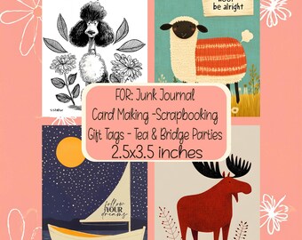 Animal Sailboat Wordart Junk Journal Scrapbooking Gift Tags Card Toppers PDF Download