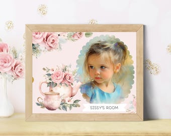 Personalized Floral Photo Art: Custom Nursery Decor (8x10 PNG)