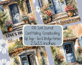 Rustic Cottage Scenes Junk Journal Scrapbooking Gift Tags Card Making Home