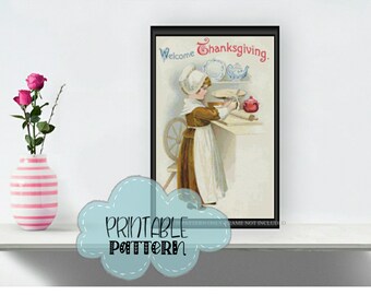 Welcome Thanksgiving Printable Cross Stitch Pattern f009 | Print and Stitch!