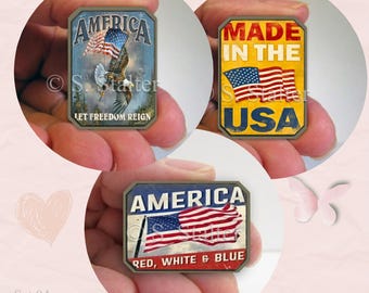 Dollhouse Miniature Americana Signs, Patriotic Wall Art (1:12 Scale)