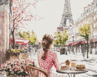 Paris Café Morning – 14 Count Cross Stitch Pattern PDF
