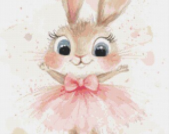 Bunny in Tutu Cross Stitch Pattern: Nursery Decor (Printable PDF)