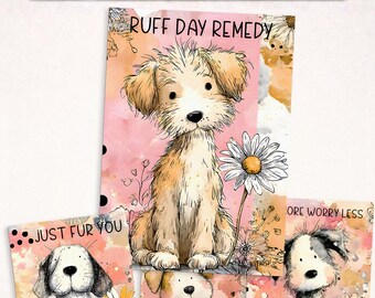 Watercolor Dog Journaling Cards: Scrapbook Embellishments (PDF)