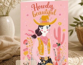 Cowgirl Floral Greeting Card | Western Desert Flowers (Digital Download)