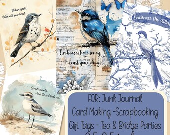 Bluebird Wordart Cards Scrapbooking Junk Journals Gift Tags Party Favors
