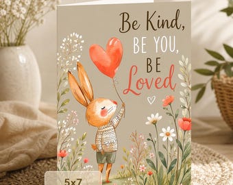 Bunny Heart Balloon Card (5x7 Digital Download)