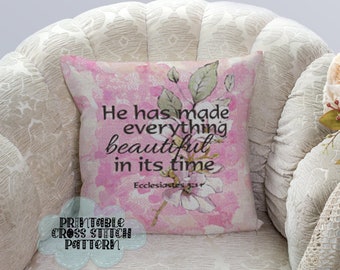 He Has Made Everything Beautiful Scripture Printable Cross Stitch Pattern 015
