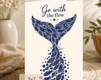 Whale Tail Card | Coastal Fish Illustration, Encouragement Greeting (Digital Download)