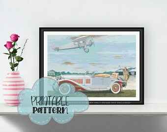 1927 Roadster Printable Cross Stitch Pattern F105 | Print and Stitch!