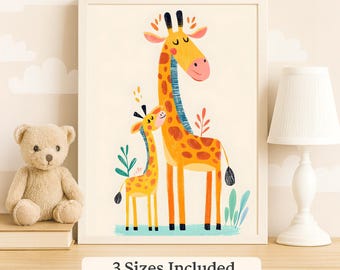 Mama and Baby Giraffe Nursery Print | Kids Room Decor (Digital Download)