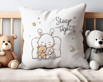 Sleep Tight Bunny Cross Stitch Pattern PDF Baby Nursery Wall Art or Pillow Design