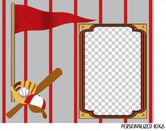 Photo and Name 8x10 Baseball-Themed Art - Custom Poster Door Sign or Keepsake