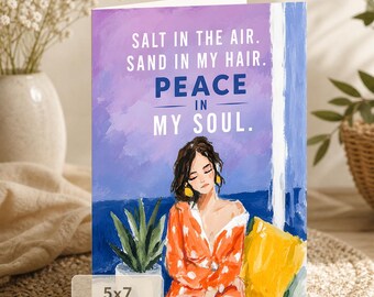 Beach Peace Encouragement Card Salt Air Sand Hair (5x7 Digital Download)