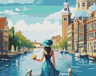Enchanting Netherlands: A Canal-side Stroll with a Dutch Beauty Cross Stitch Pattern 01tnet