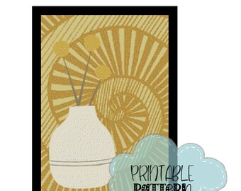 Modern Vase #1 on Beige Spiral | Printable Cross Stitch Pattern 001