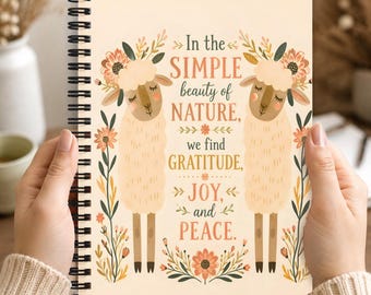 Inspirational Sheep Nature Spiral Notebook Farmhouse Floral Journal Gift for Everyday Writing