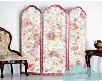 For Dollhouse Enthusiasts and Crafters Alike: The Shabby Cottage Chic Printable Dollhouse Miniature Room Screen