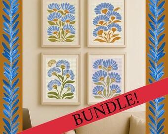 Art Deco Floral Cross Stitch Patterns (Set of 4) - Beginner Easy PDF