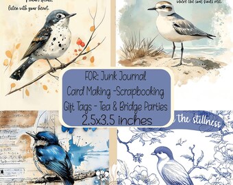 Nature-inspired Bird Quote Cards Junk Journal Scrapbooking Gift Tags Card Making Toppers PDF Download