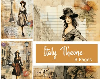 Italian Junk Journal Pages: Venice Travel Scrapbooking (PDF)
