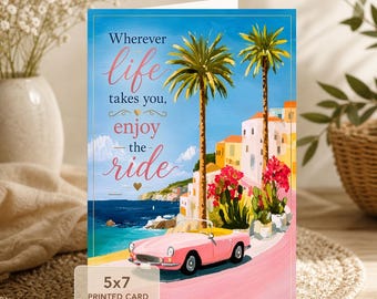 Wherever Life Takes You Coastal Travel Inspiration Palm Trees Vintage Convertible Adventure