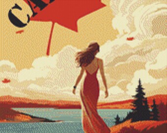 Explore the Canadian Essence Travel Poster: Adventure, Beauty, and Maple Magic #01ca Cross Stitch Pattern