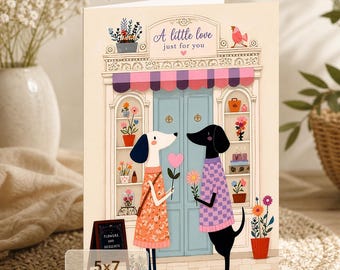 Dog Greeting Card | Sweet Floral Shop Design (Digital Download)