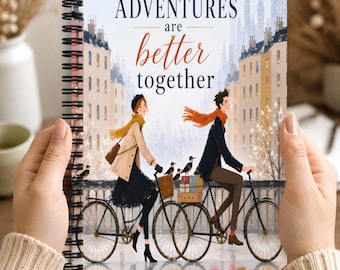 Adventures Are Better Together Romantic Bicycle Notebook Couples Travel Journal Gift for Him and Her